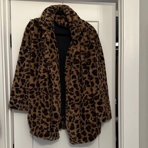 Leopard Print Faux Fur Coat